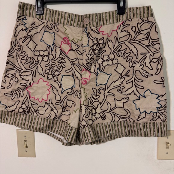 Knox Rose Pants - Knox Rose Floral Print Shorts Women's‎ XL Beige Colorful Boho Casual